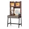 Rustic Brown White Vanity Table LED Rotatable Mirror Makeup Desk With Storage